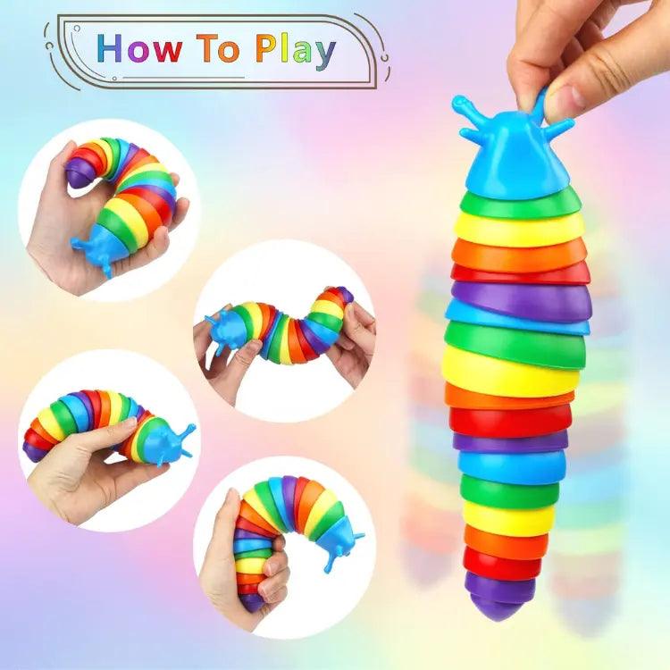 Fidget Slug Toy - Rainbow Colors Activity Toys  My Sensory Tools
